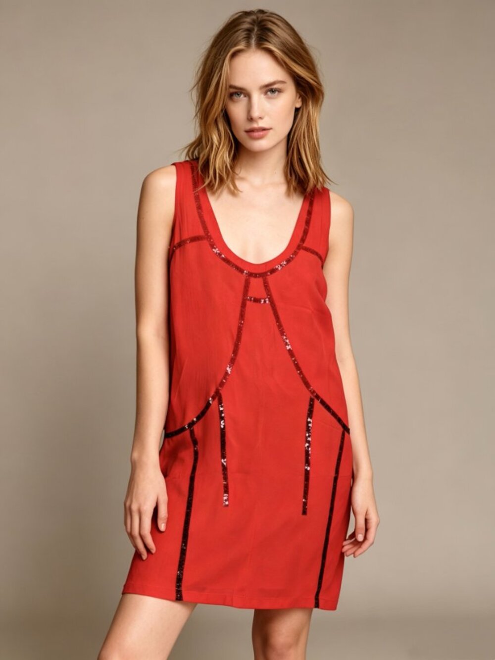 NWOT Diesel Women's Sequin Red Tank Dress Size L